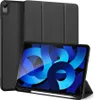 A black tablet case is shown with a tablet inside, displaying a blue abstract wallpaper. Produktbild-Vorschau