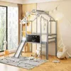 Kinderhochbett 90x200cm aus Massivholz in Grau, Hausbett Produktbild-Vorschau 7