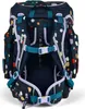 The back view of a child's backpack with a colorful polka dot pattern. Voir les images du produit