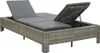vidaXL 2-Personen-Sonnenliege mit Auflage Grau Poly Rattan Produktbild-Vorschau 3