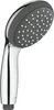 A close-up studio shot of a chrome and gray hand shower head. Produktbild-Vorschau