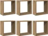 Six identical cube-shaped wall shelves are arranged in two rows of three against a white background. Anteprima dell’immagine prodotto