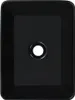 A top-down view of a black rectangular sink with a central drain hole. Podgląd zdjęcia produktu