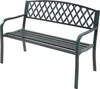 A dark gray metal garden bench with a green patina, shown against a white background. Produktbild-Vorschau