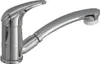 A chrome kitchen faucet with a pull-out spray head is shown against a white background. Produktbild-Vorschau