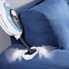 A steam cleaner is being used to clean a blue fabric couch. Náhled obrázku produktu
