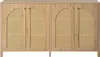 A light-colored wooden sideboard with four arched doors featuring cane webbing. Anteprima dell’immagine prodotto