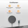 Marketing image showing features of a wireless charger. Anteprima dell’immagine prodotto