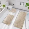 OKWISH Beige Badematten-Set 3-teilig, Steinmuster geprägte Produktbild-Vorschau 2