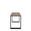A product shot of a table with a wooden top and black metal legs, isolated on a white background. Náhľad obrázku produktu
