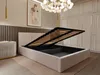 A bedroom with a bed frame open to reveal storage. Náhľad obrázku produktu