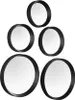 A set of five round mirrors with black frames arranged in a staggered formation against a white background. Produktbild-Vorschau