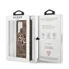 The image shows the packaging of a Guess phone case for a Samsung Galaxy S23 Ultra. The packaging is open, revealing the phone case inside. Produktbild-Vorschau