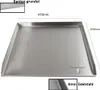 A stainless steel griddle plate with dimensions indicated. Produktbild-Vorschau