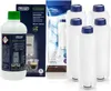 A product bundle of coffee machine cleaning supplies including a bottle of descaler and several water filters. Produktbild-Vorschau