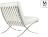 A white leather Barcelona chair with a polished steel frame, shown from the back. Náhľad obrázku produktu