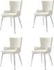 Four beige dining chairs with silver legs are arranged in a grid against a white background. Produktbild-Vorschau