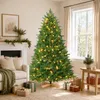 Künstlicher Weihnachtsbaum mit LED Lichterkette und Holzfuß Produktbild-Vorschau 1