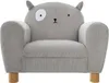 A child's armchair designed to look like a cat, with a gray corduroy finish and simple facial features. Voir les images du produit