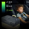 A child sleeping in a car seat next to a portable refrigerator. Náhled obrázku produktu