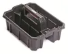 A black plastic tool caddy with a central handle, shown from a slightly elevated diagonal angle against a white background. Produktbild-Vorschau