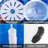A collage of four close-up images showing different parts of a mini washing machine. Produktbild-Vorschau