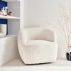 Poltrona girevole 360º in metallo e bouclé, Crema Anteprima dell’immagine prodotto 3