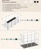 Diagrams showing how to assemble a pet enclosure with different configurations and a list of included parts. Produktbild-Vorschau