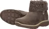 A pair of brown winter boots with knitted cuffs, shown from a diagonal angle. Voir les images du produit