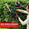 A person is using a hedge trimmer to cut a bush. Produktbild-Vorschau