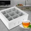 Teebox 9 Fächer Holz weiß Teekiste Teebeutelbox Tee Produktbild-Vorschau 9