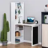 A white folding computer desk with a bookshelf attached, set up in a room with a large artificial cactus. Voir les images du produit
