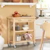 SoBuy Servierwagen mit Rollen aus Gummiholz – Küchenwagen Produktbild-Vorschau 3