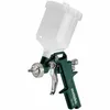 A green and silver spray gun with a white plastic cup on top, isolated on a white background. Podgląd zdjęcia produktu