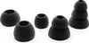 A collection of black silicone earbud tips of various sizes and shapes, arranged on a white background. Voir les images du produit