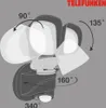 Diagram showing the adjustable angles of an outdoor LED light with a motion sensor. Produktbild-Vorschau