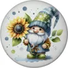 Gartenzwerg mit Sonnenblume Magnet rund Produktbild-Vorschau 1