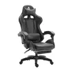 A black gaming chair with a headrest and lumbar pillow, shown from a front-diagonal angle against a white background. Produktbild-Vorschau
