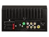The back panel of a car stereo system is shown against a black background. Voir les images du produit