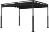 A black pergola with a retractable canopy, shown from a front-side angle against a white background. Náhled obrázku produktu