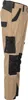 A pair of tan and black work pants shown from the side. Produktbild-Vorschau