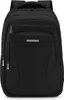 A black backpack is shown against a white background. Produktbild-Vorschau