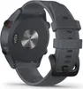 The back of a Garmin smartwatch with a gray strap. Produktbild-Vorschau