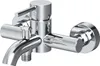 A chrome-plated bathroom faucet mounted on a white background. Produktbild-Vorschau