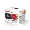 The image shows the retail packaging of a Moulinex Optimo oven. Voir les images du produit