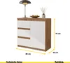 A sideboard with three drawers and one door, shown with decorative items on top. Voir les images du produit