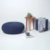HOMESCAPES Velký pletený puf, 100% bavlna, námořnická modř Náhled obrázku produktu 6