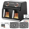 tectake® Heißluftfritteuse Samurai 2 Garräume, je 4 l, 2400 Produktbild-Vorschau 1