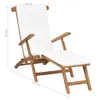 Liegestuhl mit Auflage Cremeweiß Massivholz Teak Produktbild-Vorschau 8