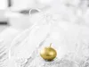 A golden apple inside a clear glass ornament with a white ribbon. Podgląd zdjęcia produktu